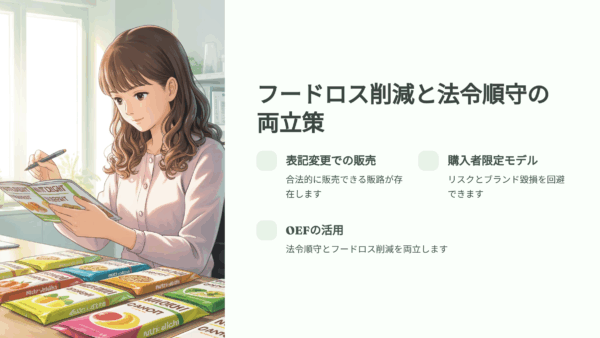 健康食品 表示変更で売れなくなった在庫を合法的に処分する方法｜フードロス対策と販路の選び方