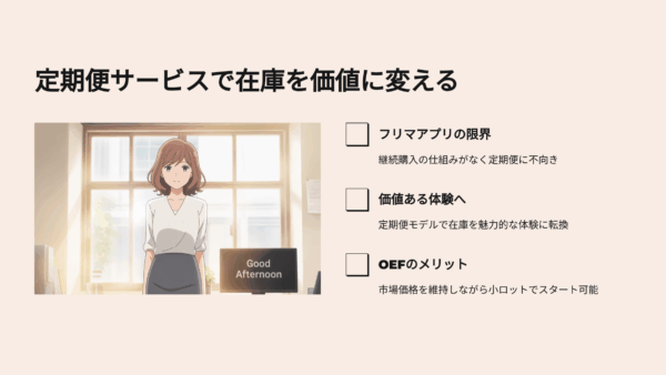OEM在庫を定期便で売る方法｜フリマで売れない仕入れミスを価値に変えるコツ