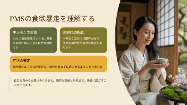 PMS食欲暴走の原因と対策｜低用量ピルで食べ物に振り回されなくなった私の体験談