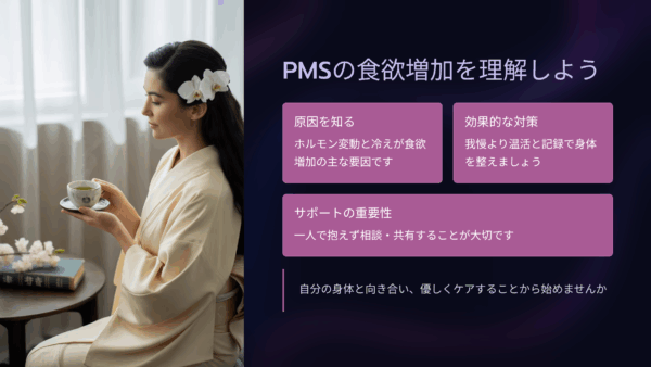 PMSと食べ物欲求の関係｜甘いものが止まらない理由と温活で整える方法