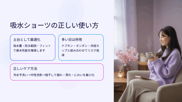 吸水ショーツ×PMSの最適解：吸水量・防水範囲・フィットで変わる快適さとコスパ
